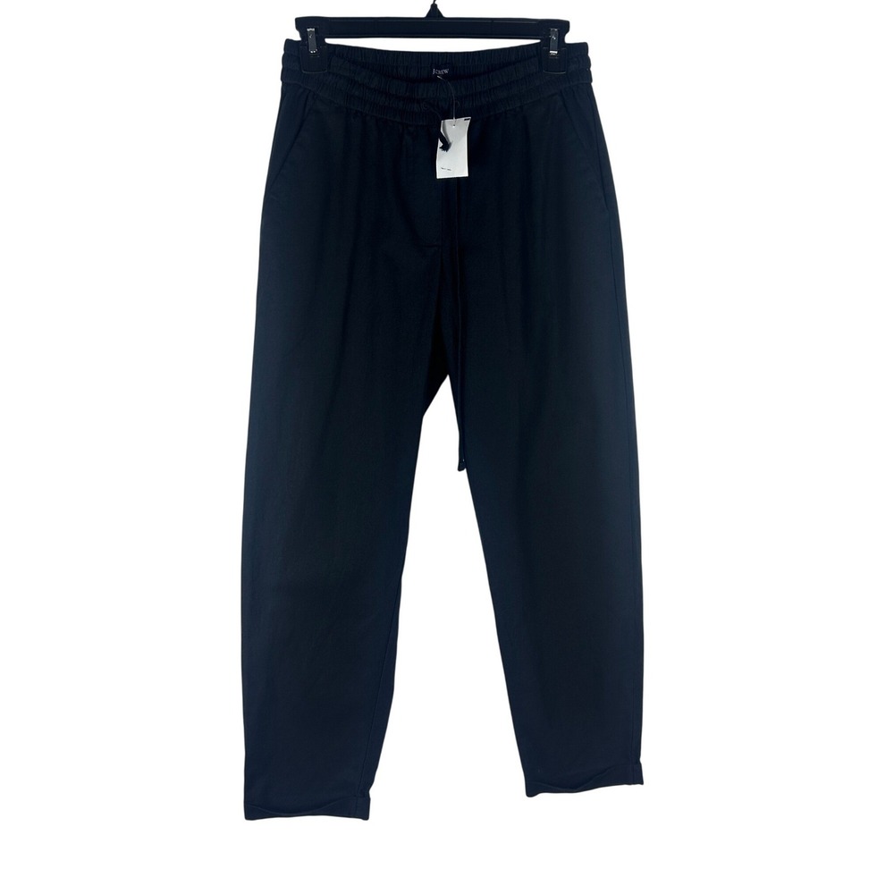 J.Crew Black Linen Cotton Blend Drawstring Pants HW839 Womens Size 2